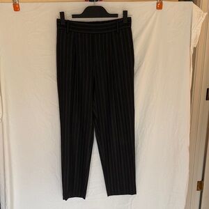 Vince Wool Blend Black Pinstripe Trousers Size S Brown White Stripe